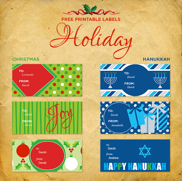 Printable Christmas and Hanukkah Gift&nbsp;Labels