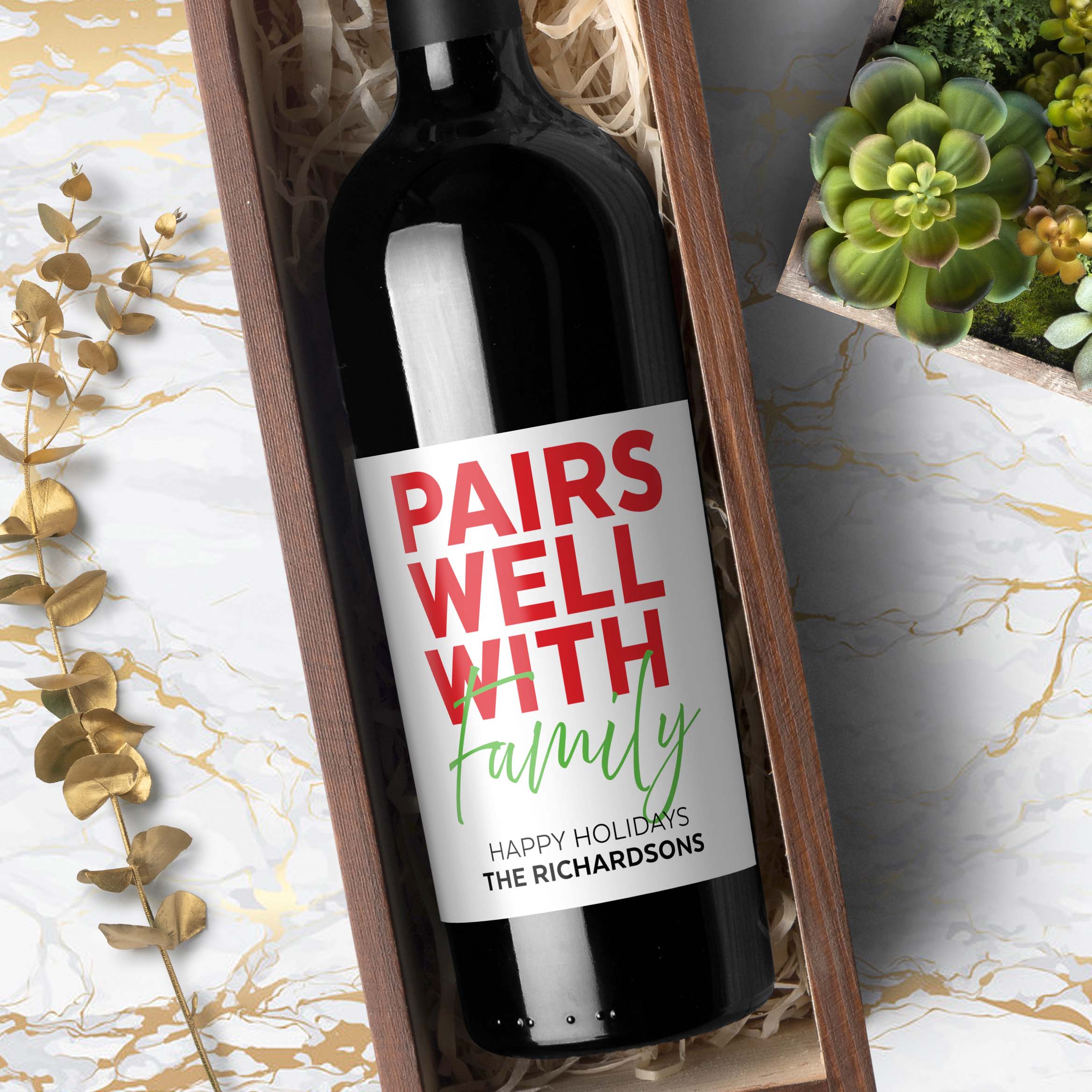 Long Christmas Pairs Well With Wine Bottle Labels for Holiday Celebrations