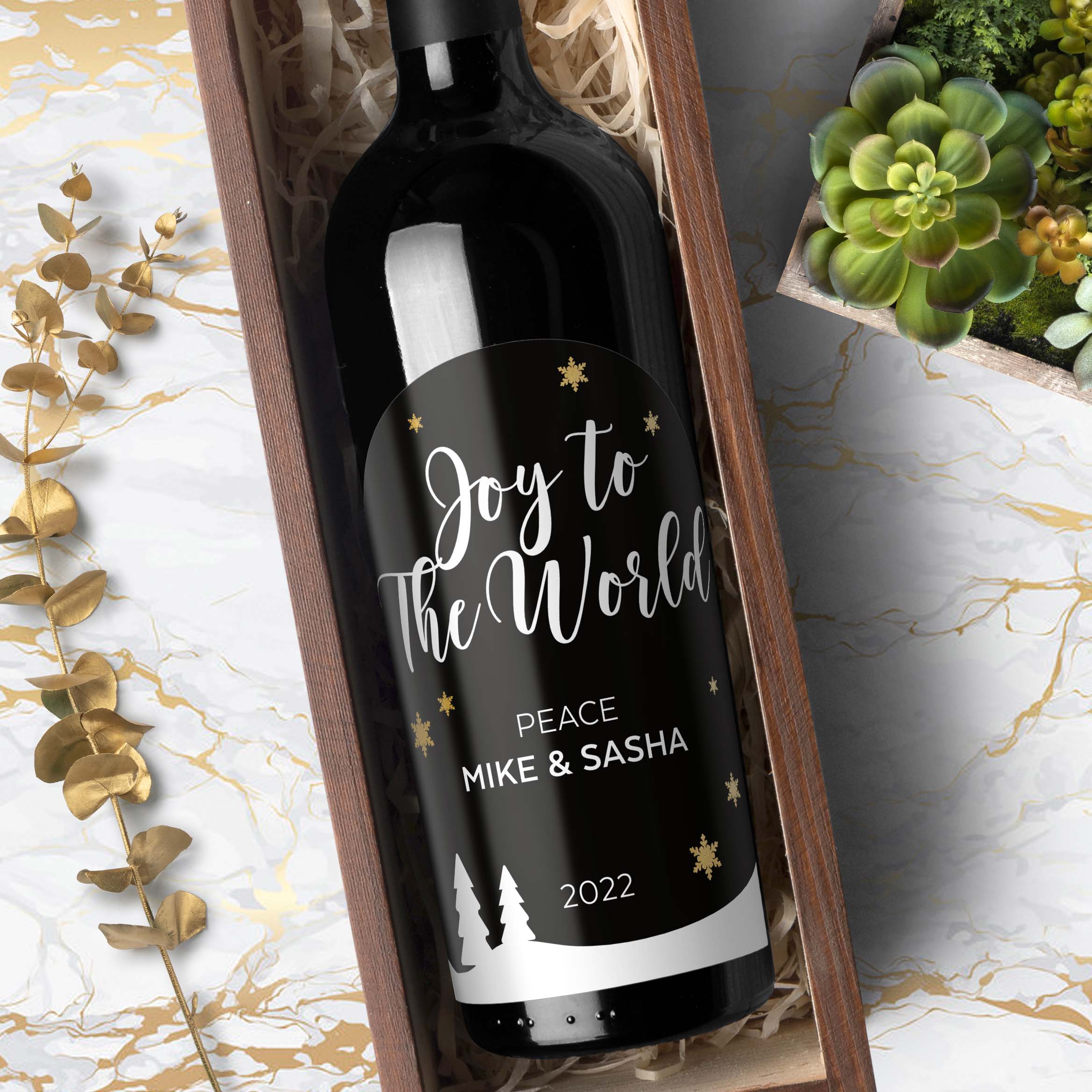 'Joy To The World' Holiday Wine Labels