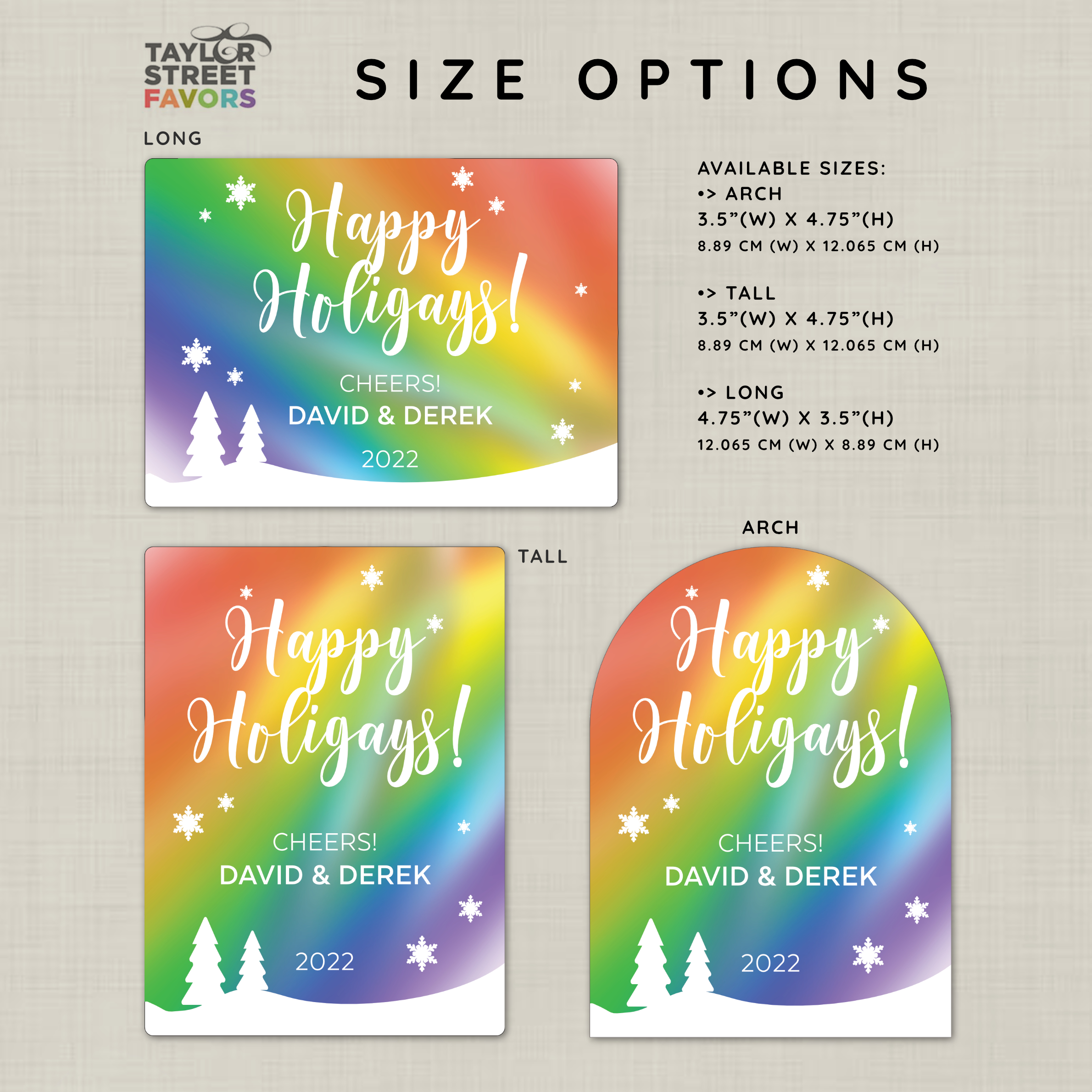 'Happy Holigays' Labels for Holiday Celebrations - Sizes