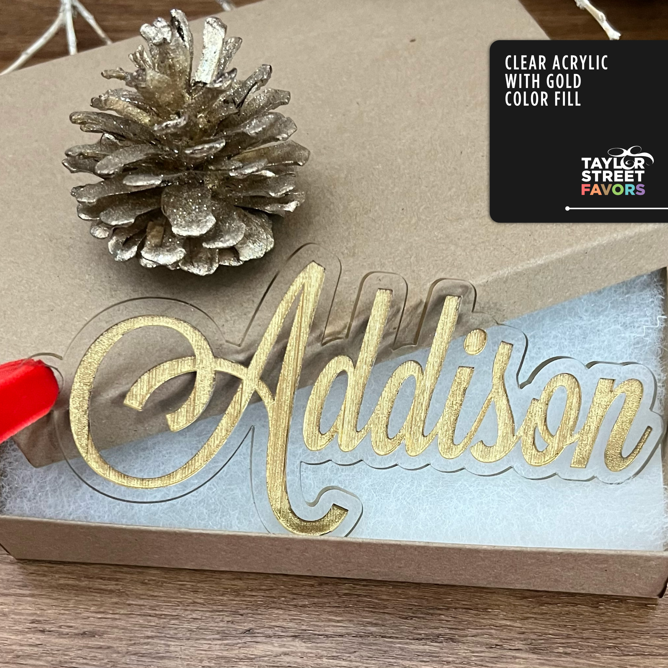 Gift Tags in Acrylic for Christmas Stockings - Gold