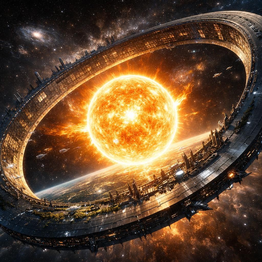 Gigantic ring-shaped space structure surrounding a bright star